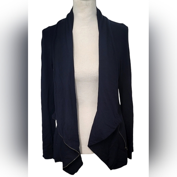 Market & Spruce | Alan French Terry Asymmetrical Zip Cardigan | Blue Size: M - Picture 4 of 6